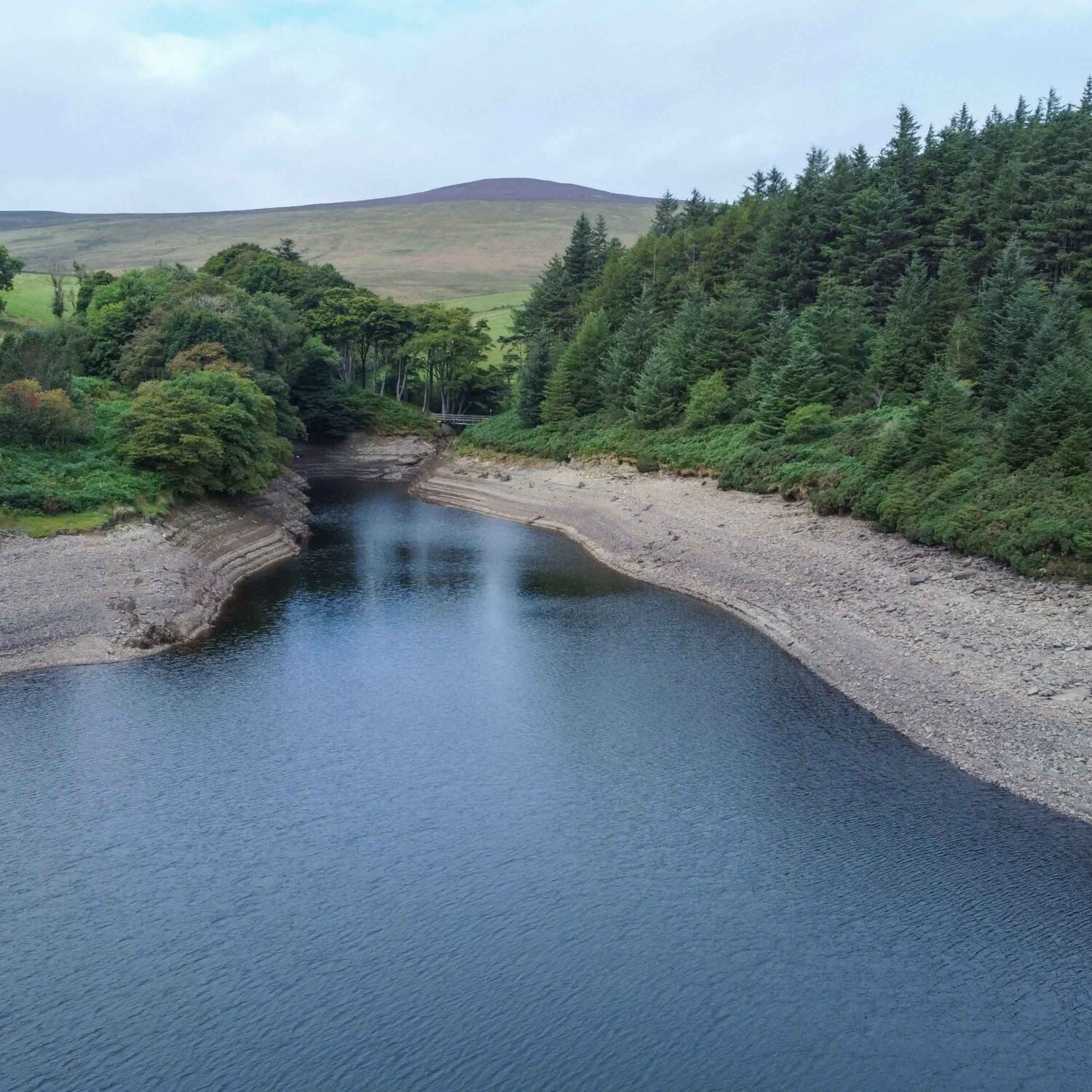 Aerial photograph of Sulby Reservoir. Photo by Callum Staley (Aerial Mann Multimedia)